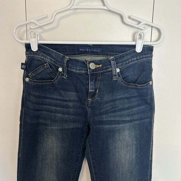 Rock & Republic Women’s Kasandra Boot Cut Jeans Dark Blue Denim Size 4 M - Picture 2 of 7